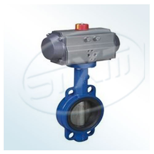 Pneumatic midline wafer butterfly valve